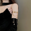 European Style Metal Star Heart Tassel Open Cuff Bangle Light Luxury Arm Bracelet view 2