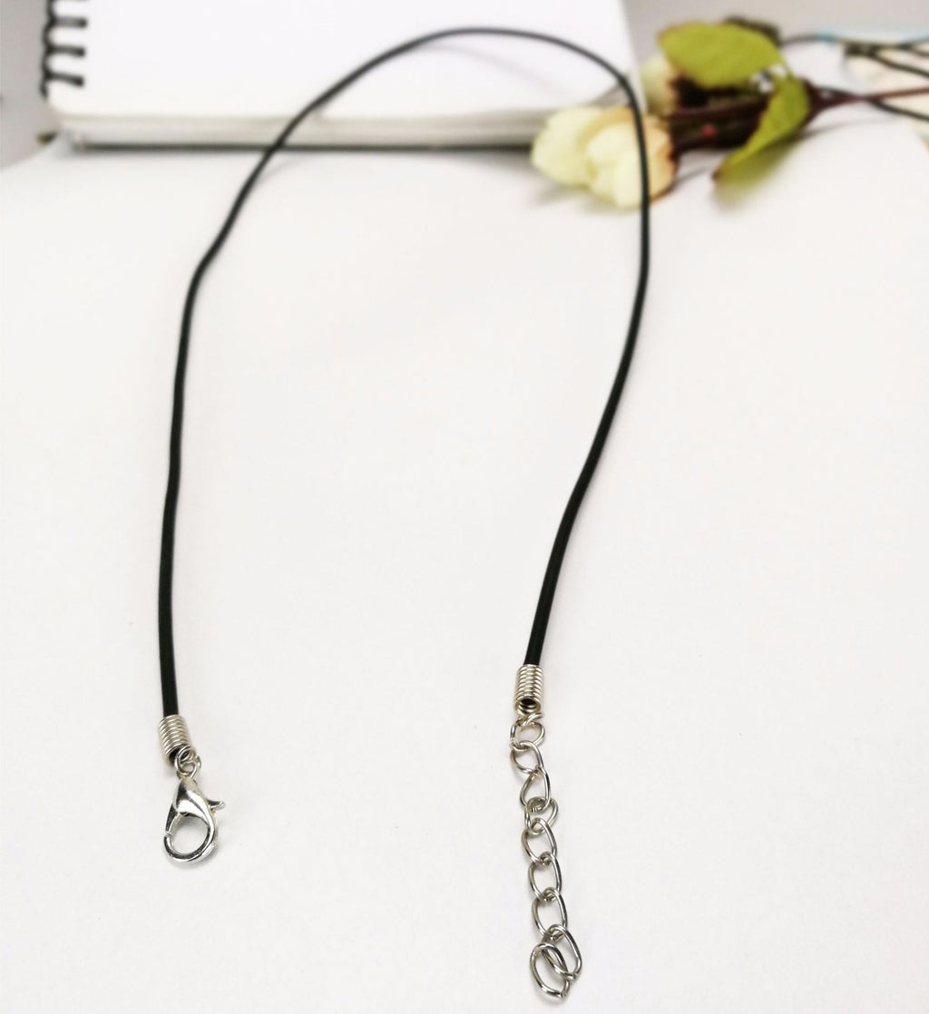 Black Faux Leather Necklace Cord with 5cm Extender Chain
