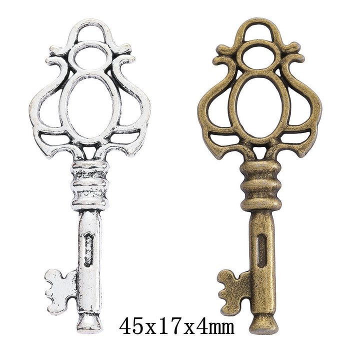 Zinc Alloy Key Charm Pendant No.487231 for DIY Necklace Bracelet Jewelry Making