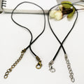 Black Faux Leather Necklace Cord with 5cm Extender Chain