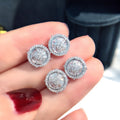Super Sparkling Trendy Circle Stud Earrings, Unisex Student Fashion Round Ear Jewelry For Men Women view 3