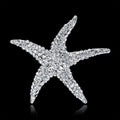 Silver Tone Starfish Crystal Metal Brooch Pin for Jackets and Lapels view 3
