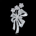 Silver Tone Ribbon Bow Openwork Crystal Metal Brooch Pin view 3