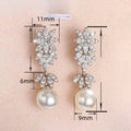Luxury Bridal Wedding Dress Earrings, Sparkling Faux Pearl Flower Banquet Earrings For Women view 5