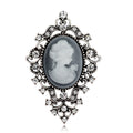 Black Gold Tone Woman Portrait Crystal Two Designs Metal Brooch Pin view 2