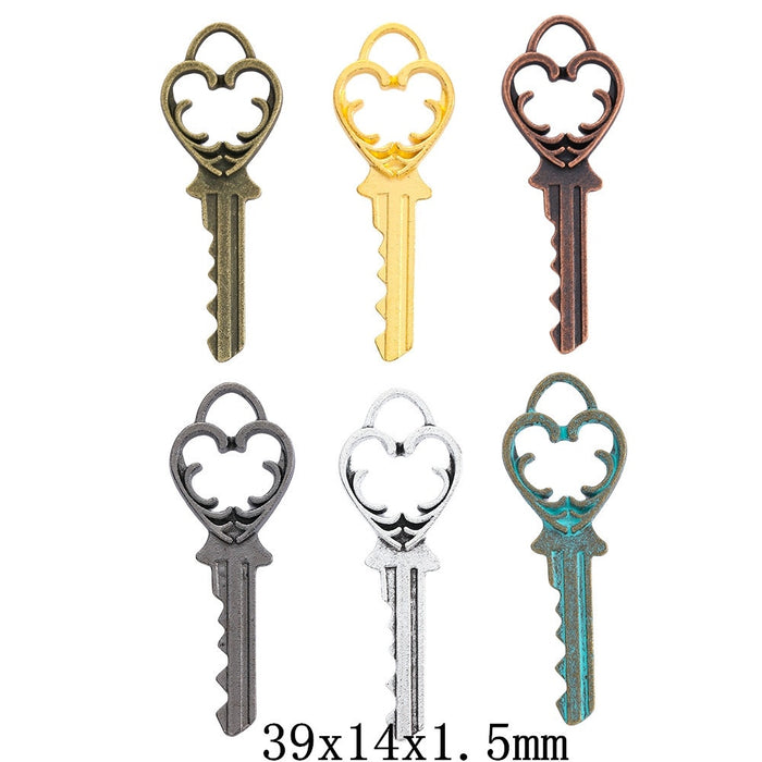 Zinc Alloy Key Charm Pendant No.881257 for DIY Necklace Bracelet Jewelry Making