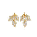 Sparkling Rhinestone Leaf Stud Earrings For Women, Small Floral Noble Style Versatile Ear Jewelry view 5