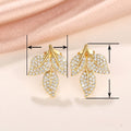 Sparkling Rhinestone Leaf Stud Earrings For Women, Small Floral Noble Style Versatile Ear Jewelry view 4