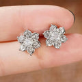 Sparkling Zircon Flower Stud Earrings, Light Luxury Snowflake Floral Classic Ear Jewelry view 4