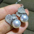 New Delicate Leaf Stud Earrings With Faux Pearl, Magazine Style Fashion Temperament Accessories view 2