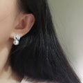 New Delicate Leaf Stud Earrings With Faux Pearl, Magazine Style Fashion Temperament Accessories view 3