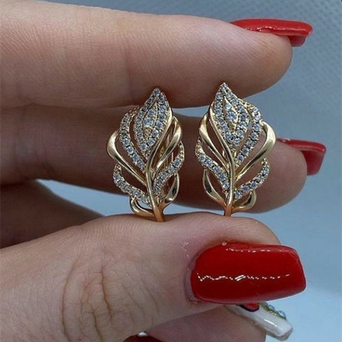 Wheat Leaf Earrings For Women, Pastoral Light Luxury Ear Cuffs For Square And Round Face Shapes