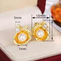 Simple Faux Pearl Shell Flower Stud Earrings French Vintage Light Luxury Elegant Jewelry view 4