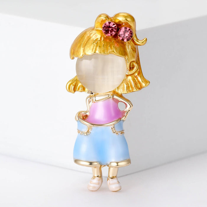 Alloy Enamel Girl Brooch Pin For Women Clothing Decoration