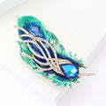 Alloy Rhinestone Feather Brooch Pin For Women's Dress And Suit view 3