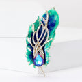 Alloy Rhinestone Feather Brooch Pin For Women's Dress And Suit view 2
