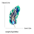 Alloy Rhinestone Feather Brooch Pin For Women's Dress And Suit view 4