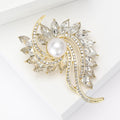 Pearl Rhinestone Flower Brooch Pin For Luxury Women Clothing Decoration view 3