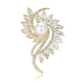 Pearl Rhinestone Flower Brooch Pin For Luxury Women Clothing Decoration view 5