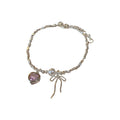 Light Luxury Cubic Zirconia Heart Bow Faux Pearl Necklace Jewelry Set view 5