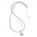 Elegant French Double Layer Faux Pearl Heart Pendant Necklace With Silver Bead Accents view 5