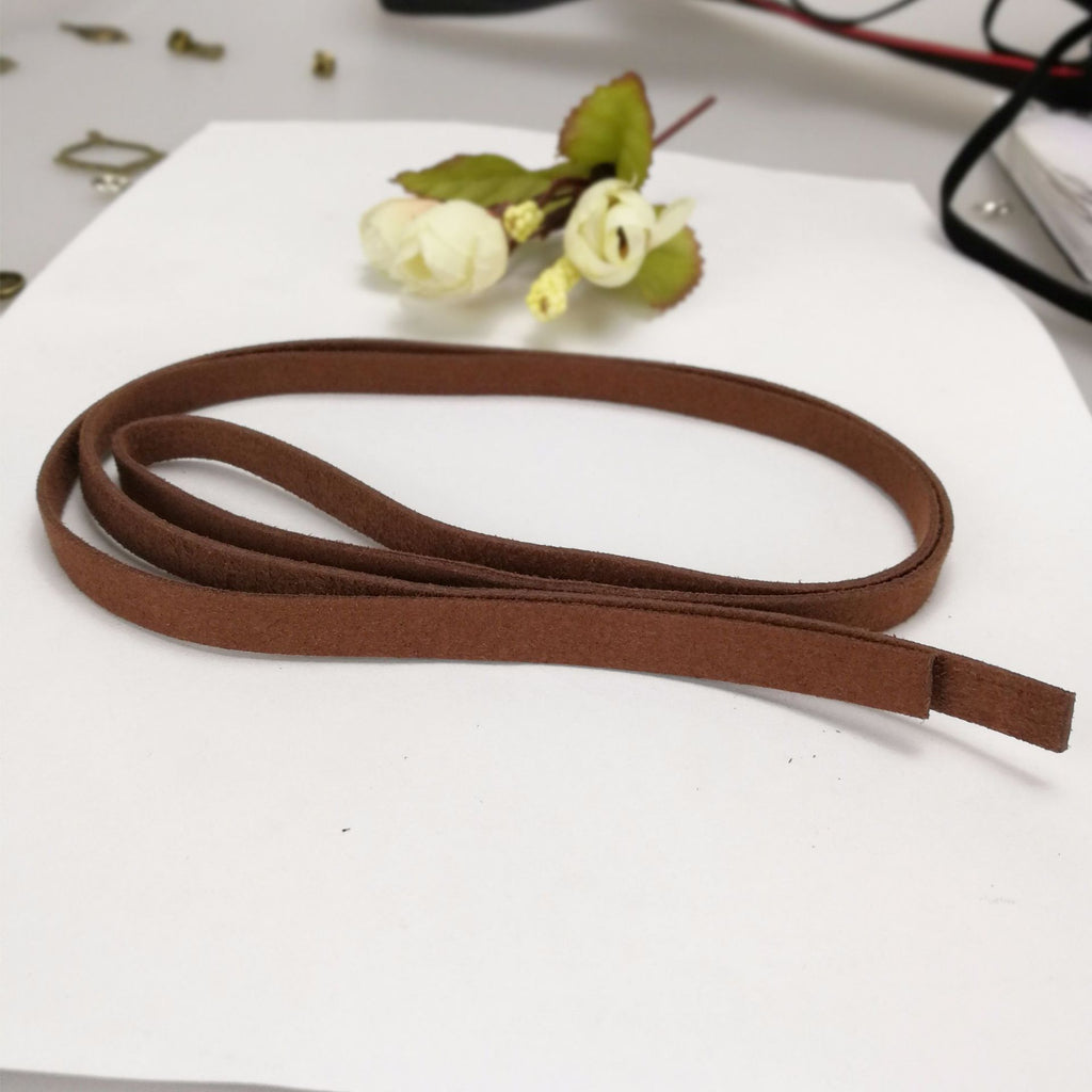 8x1.5mm Faux Leather Flat Cord, Double-Sided Suede, 1m