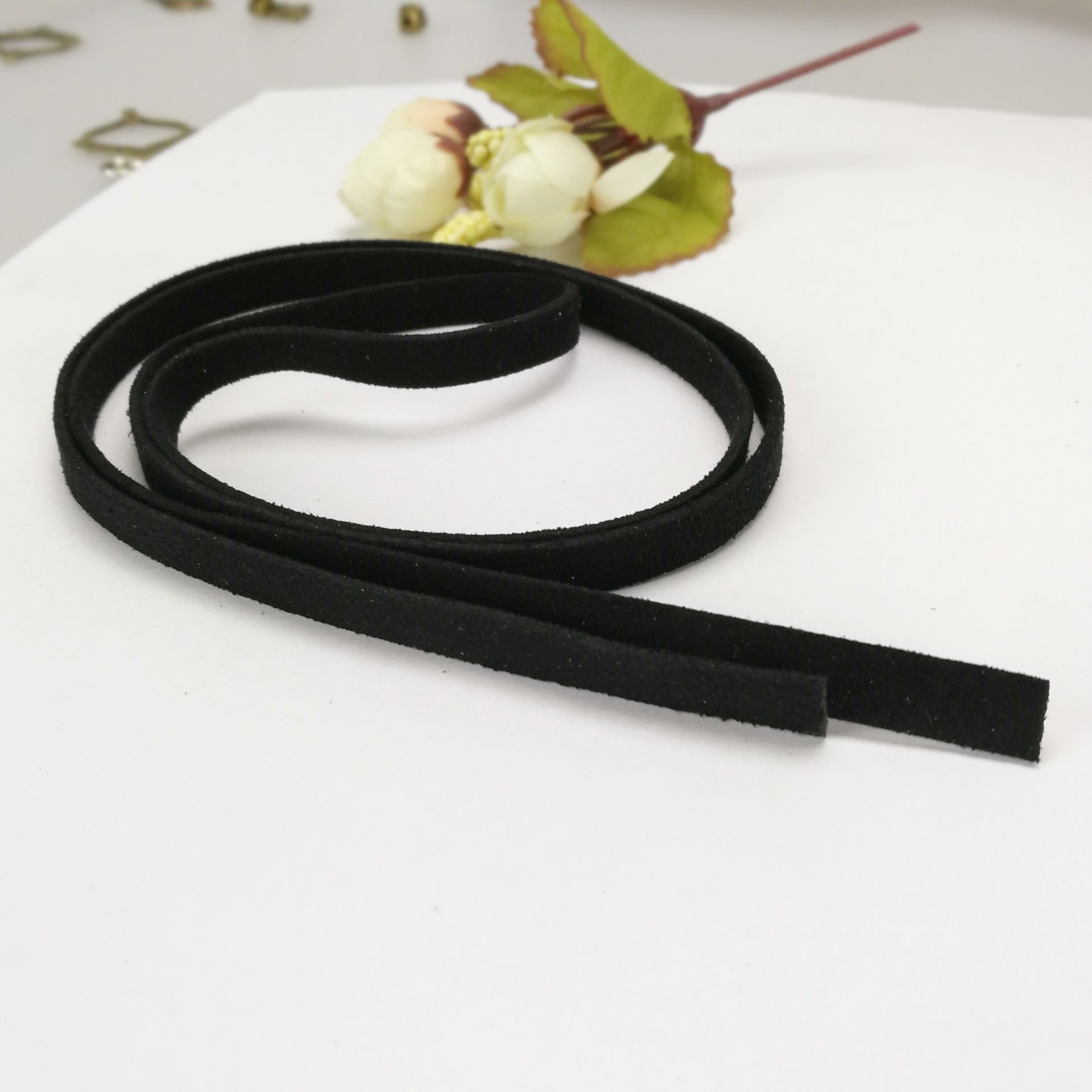 8x1.5mm Faux Leather Flat Cord, Double-Sided Suede, 1m