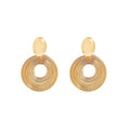 Elegant Alloy Metal Geometric Round Hollow Multi Layer Spiral Wire Dangle Statement Drop Earrings view 5