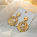 Elegant Alloy Metal Geometric Round Hollow Multi Layer Spiral Wire Dangle Statement Drop Earrings view 4