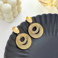 Elegant Alloy Metal Geometric Round Hollow Multi Layer Spiral Wire Dangle Statement Drop Earrings view 2