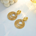 Elegant Alloy Metal Geometric Round Hollow Multi Layer Spiral Wire Dangle Statement Drop Earrings view 1