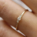 Fashion Light Luxury Micro Paved Three Zircon Stone Wedding Ring, Simple Minimalist Pinky Ring view 2