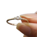 Fashion Light Luxury Micro Paved Three Zircon Stone Wedding Ring, Simple Minimalist Pinky Ring view 5