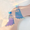 Halloween Ghost Acrylic Drop Earrings With Iridescent Heart Studs For Women Fun Statement Earrings view 4