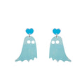 Halloween Ghost Acrylic Drop Earrings With Iridescent Heart Studs For Women Fun Statement Earrings view 5