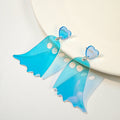 Halloween Ghost Acrylic Drop Earrings With Iridescent Heart Studs For Women Fun Statement Earrings view 2