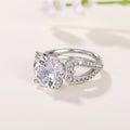 Zircon Hollow Cross Ring, Four Prong Fashion Design Engagement Wedding Ring, Birthday Gift view 3