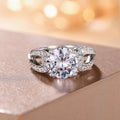 Zircon Hollow Cross Ring, Four Prong Fashion Design Engagement Wedding Ring, Birthday Gift view 4