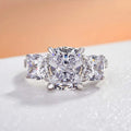 Light Luxury Princess Cut Square Zircon Ring, Bold Statement Banquet Fashion Jewelry view 6