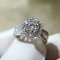 Dainty Starry Micro Pave Zircon Flower Ring For Women Fashion Wedding Band Jewelry view 1