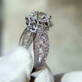 Dainty Starry Micro Pave Zircon Flower Ring For Women Fashion Wedding Band Jewelry view 2