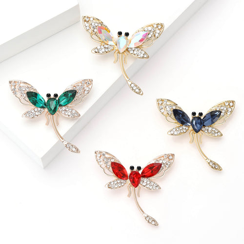 Alloy Rhinestone Dragonfly Brooch For Women's Dress Decoration