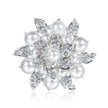Silver Tone Flower Pearl Look Metal Brooch Pin 3.5 x 5 cm view 1