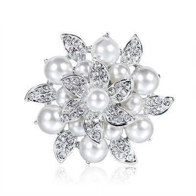 Front product view of the flower brooch pin in silver