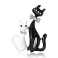 Metal Alloy Enamel Two Cats Brooch For Creative Apparel Decoration view 5