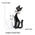 Metal Alloy Enamel Two Cats Brooch For Creative Apparel Decoration view 4