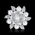 Silver Tone Flower Pearl Look Metal Brooch Pin 3.5 x 5 cm view 3
