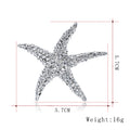 Silver Tone Starfish Crystal Metal Brooch Pin for Jackets and Lapels view 2