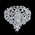 White Silver Tone Heart Crystal Metal Brooch Pin for Jackets and Lapels view 3