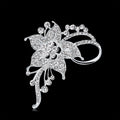 Silver Tone Flower Crystal Metal Brooch Pin 1 Pictured Designs view 3